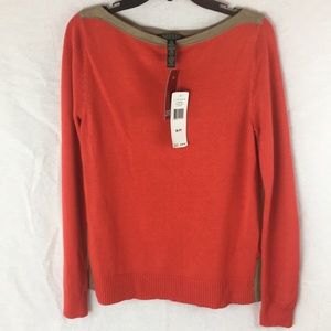 Ralph Lauren Petite M orange sweater w/suede trim